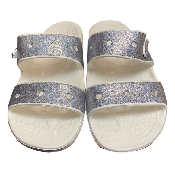CROCS Silver and White Sandals with Chunky Sole - Picture 3 of 6